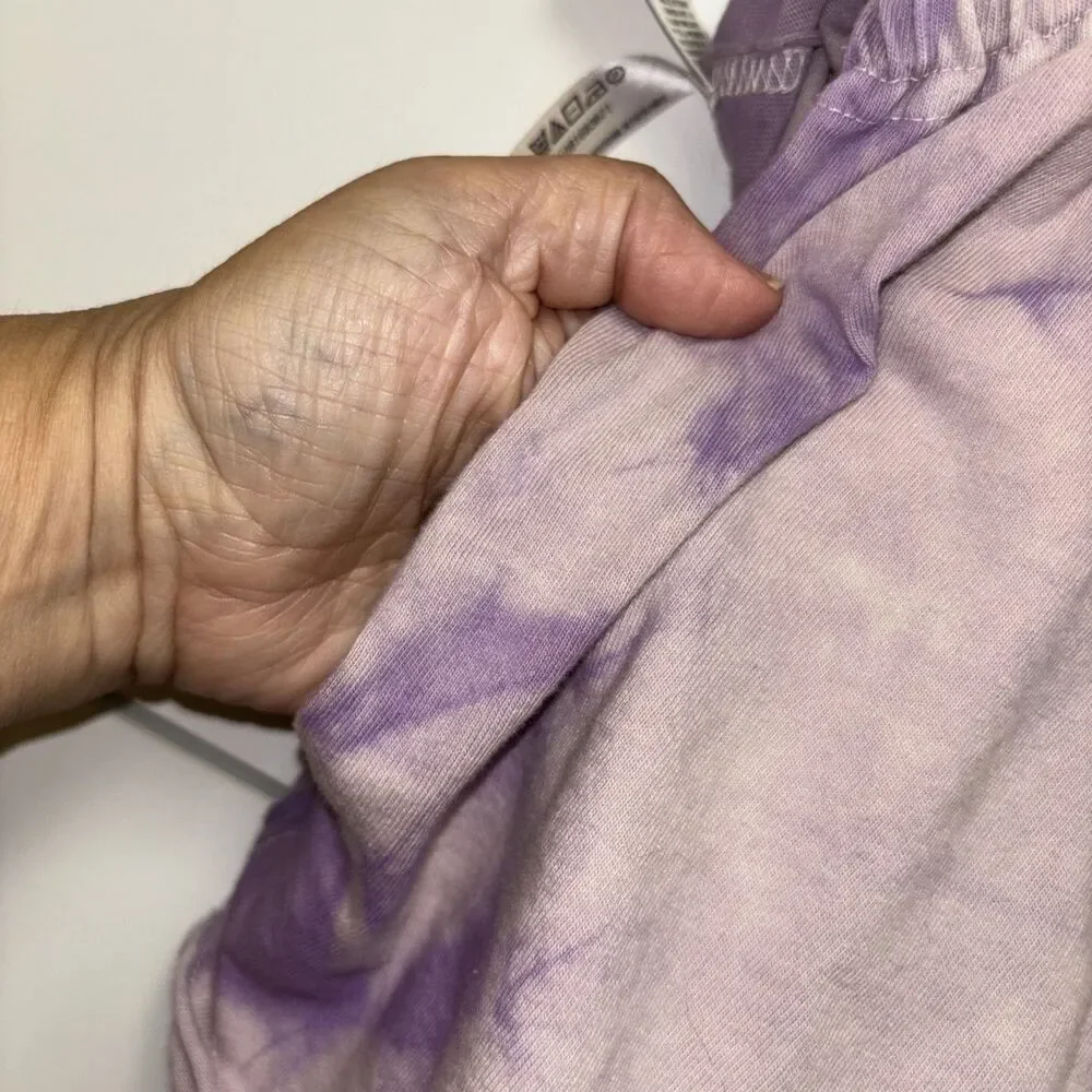 FREE PEOPLE JUST BE CHILL CUSTOM TIE DYE SET Purple Shorts Top S Cotton Pockets